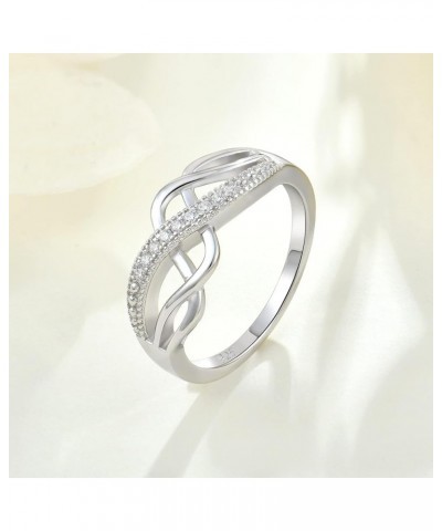 Women Ring 925 Sterling Silver 3A Cubic Zirconia Crisscross Promise Ring for Women Girl white gold color $22.08 Others