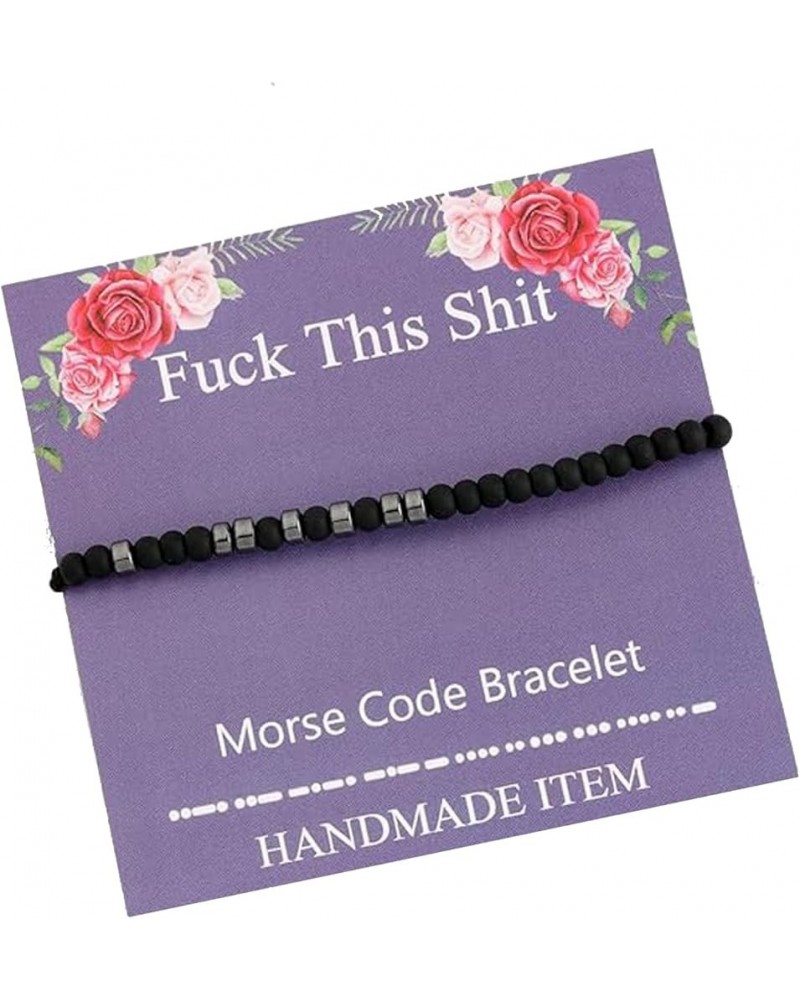 Fuck This Shit Morse Code Bracelet Humor Gift Funny Rude Quote Jewelry Humor Gift Sarcastic Gift for Friend silver $10.02 Bra...