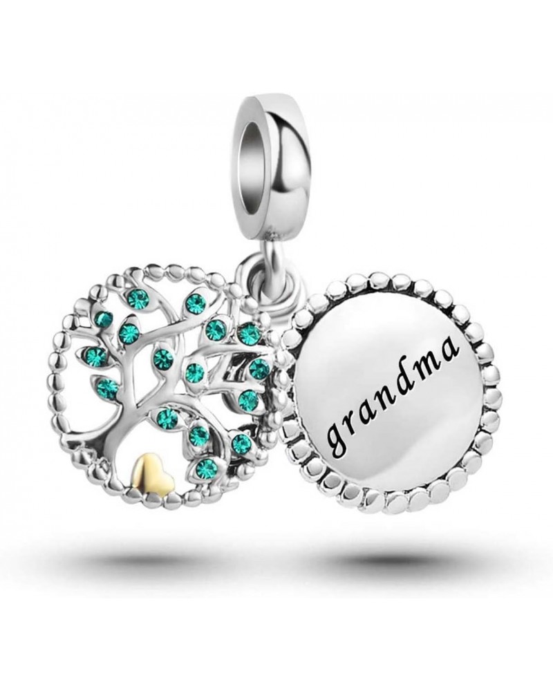 Grandma Birthday Family Tree of life Birthstone Heart silver Dangle Bead Charms for Bracelets $5.94 Bracelets