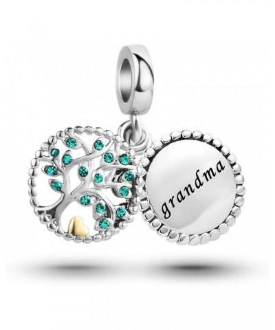 Grandma Birthday Family Tree of life Birthstone Heart silver Dangle Bead Charms for Bracelets $5.94 Bracelets