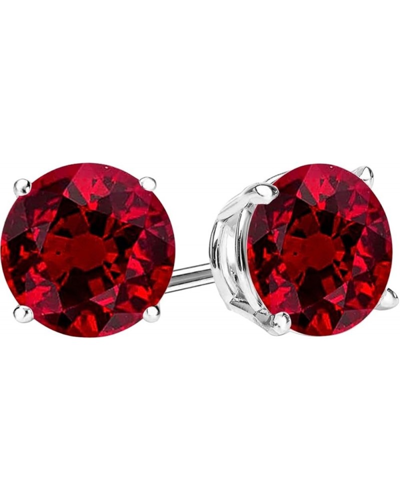 1/2-10 Carat Total Weight Natural Ruby Stud Earrings 4 Prong Push Back 2.01 Carat Platinum $1.00 Earrings