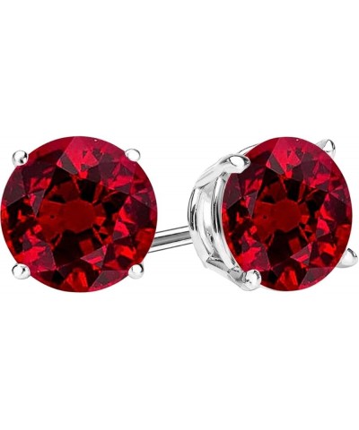 1/2-10 Carat Total Weight Natural Ruby Stud Earrings 4 Prong Push Back 2.01 Carat Platinum $1.00 Earrings