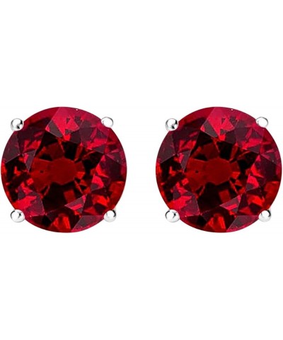 1/2-10 Carat Total Weight Natural Ruby Stud Earrings 4 Prong Push Back 2.01 Carat Platinum $1.00 Earrings