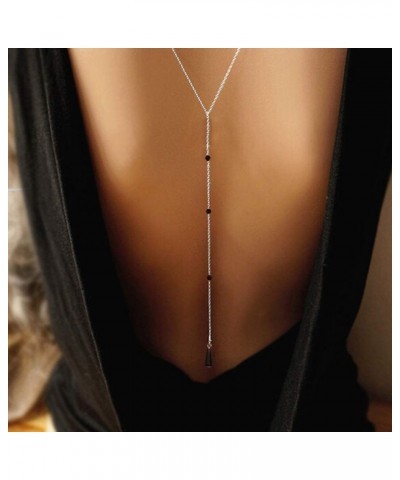 Crystal Body Chain Silver Pendant Body Chain Rave Rhinestone Necklace Back Chain Party Body Jewelry for Women $6.96 Body Jewelry