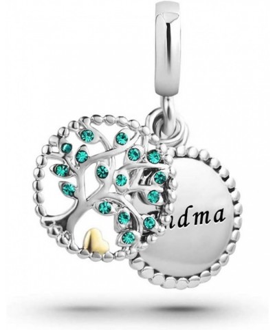 Grandma Birthday Family Tree of life Birthstone Heart silver Dangle Bead Charms for Bracelets $5.94 Bracelets