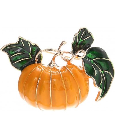 Halloween Pumpkin Brooch New Alloy Green Leaves Orange Enamel Pumpkin Women's Weddings Banquet Brooch Pins Thanksgiving Day G...