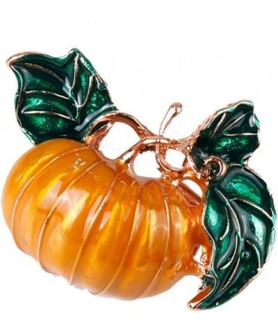 Halloween Pumpkin Brooch New Alloy Green Leaves Orange Enamel Pumpkin Women's Weddings Banquet Brooch Pins Thanksgiving Day G...