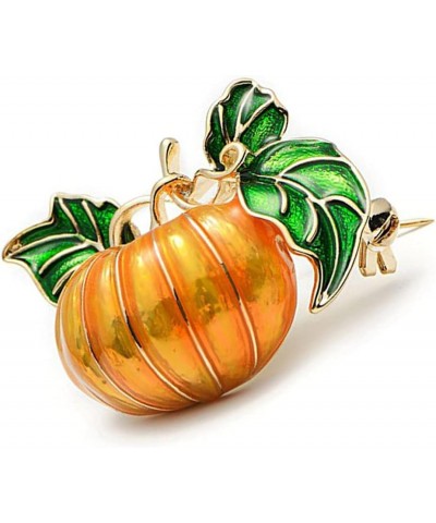 Halloween Pumpkin Brooch New Alloy Green Leaves Orange Enamel Pumpkin Women's Weddings Banquet Brooch Pins Thanksgiving Day G...