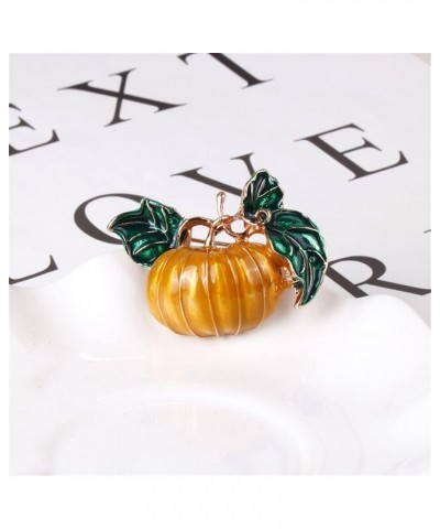 Halloween Pumpkin Brooch New Alloy Green Leaves Orange Enamel Pumpkin Women's Weddings Banquet Brooch Pins Thanksgiving Day G...