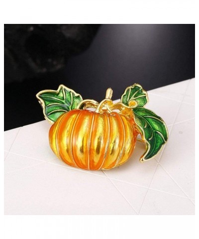 Halloween Pumpkin Brooch New Alloy Green Leaves Orange Enamel Pumpkin Women's Weddings Banquet Brooch Pins Thanksgiving Day G...