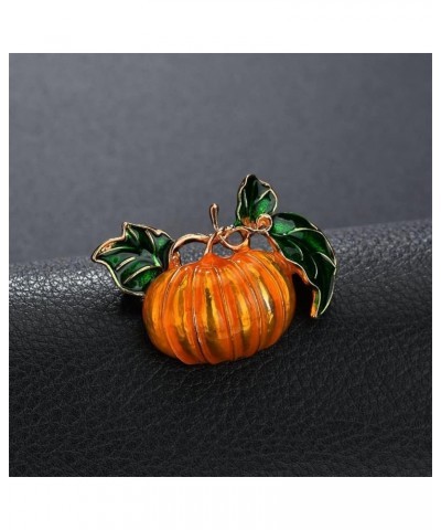 Halloween Pumpkin Brooch New Alloy Green Leaves Orange Enamel Pumpkin Women's Weddings Banquet Brooch Pins Thanksgiving Day G...