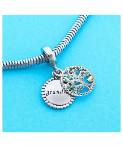 Grandma Birthday Family Tree of life Birthstone Heart silver Dangle Bead Charms for Bracelets $5.94 Bracelets