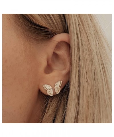 Butterfly Earrings for Women Girls,18K Gold Plated Butterfly Wing Earrings Dainty Half Wing Tiny Dainty Cartilage Stud Earrin...