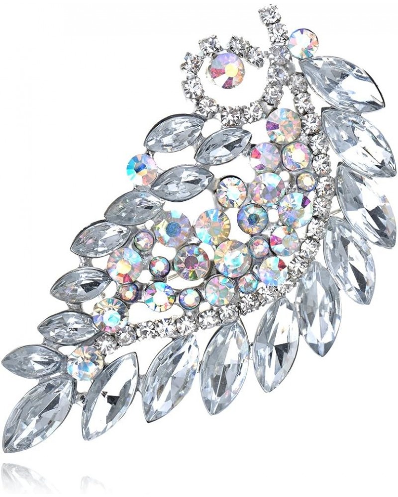 Clear Crystal Rhinestone Floral Leaf Branch Holiday Fashion Pin Brooch Leaf $10.19 Brooches & Pins