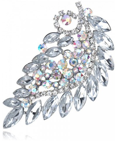 Clear Crystal Rhinestone Floral Leaf Branch Holiday Fashion Pin Brooch Leaf $10.19 Brooches & Pins