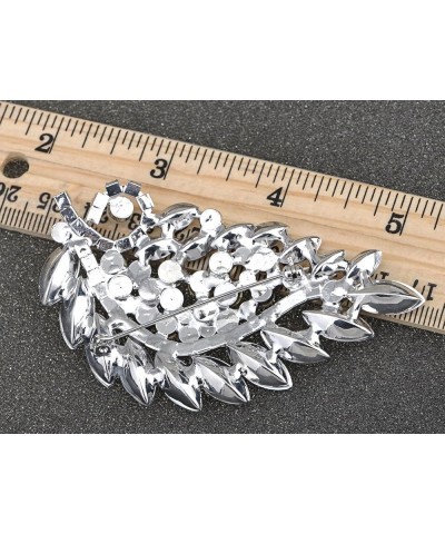 Clear Crystal Rhinestone Floral Leaf Branch Holiday Fashion Pin Brooch Leaf $10.19 Brooches & Pins