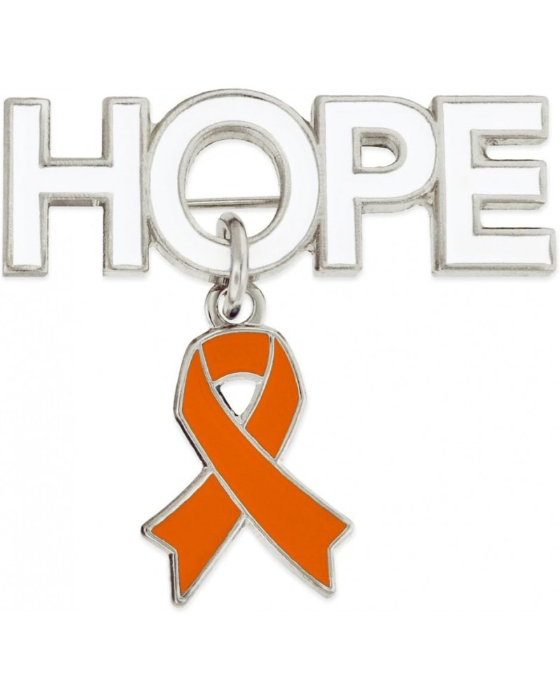 Hope with Orange Awareness Ribbon Charm Enamel Brooch Pin 1 Piece $13.54 Brooches & Pins