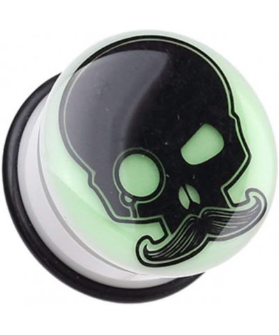 Glow in The Dark Skull Mustache Single Flared Ear Gauge Plug 7/8" (22mm) $9.35 Body Jewelry