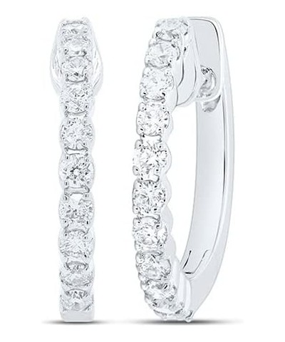 10kt White Gold Womens Round Diamond Hoop Earrings 1/4 Cttw $136.02 Earrings