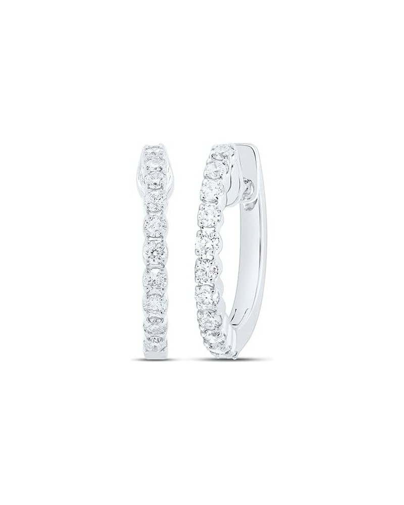 10kt White Gold Womens Round Diamond Hoop Earrings 1/4 Cttw $136.02 Earrings