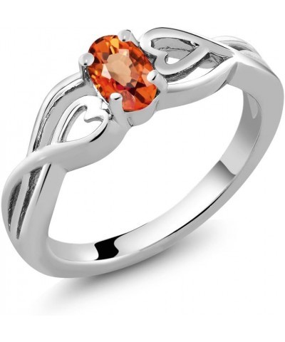 925 Sterling Silver Orange Sapphire Ring For Women (0.55 Cttw, Oval 6X4MM, Gemstone Birthstone, Available In Size 5, 6, 7, 8,...