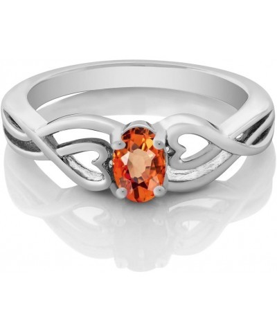 925 Sterling Silver Orange Sapphire Ring For Women (0.55 Cttw, Oval 6X4MM, Gemstone Birthstone, Available In Size 5, 6, 7, 8,...