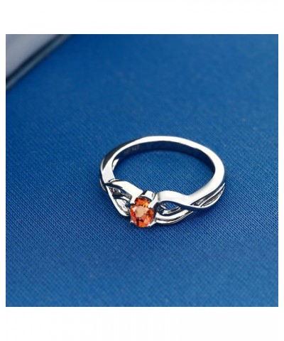 925 Sterling Silver Orange Sapphire Ring For Women (0.55 Cttw, Oval 6X4MM, Gemstone Birthstone, Available In Size 5, 6, 7, 8,...