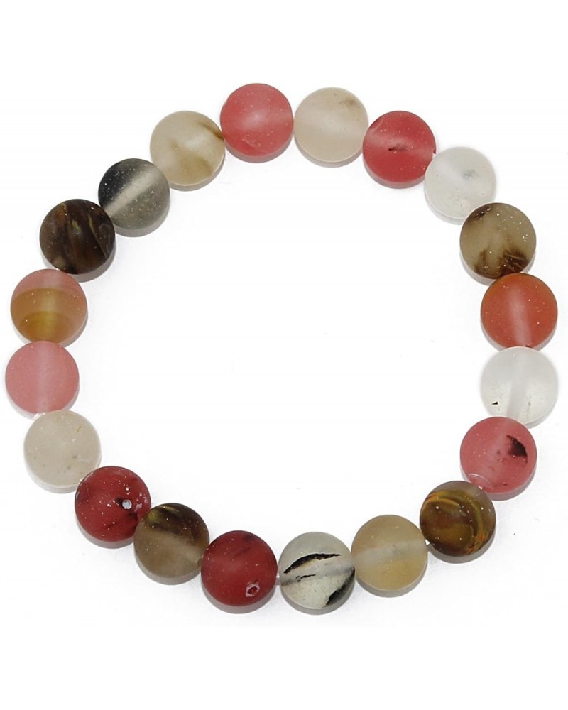 10mm Natural Earth Healing Semi Precious Round Gemstone Beaded Stretch Bracelet for Women Men Mixed Agate $11.20 Bracelets