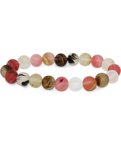 10mm Natural Earth Healing Semi Precious Round Gemstone Beaded Stretch Bracelet for Women Men Mixed Agate $11.20 Bracelets