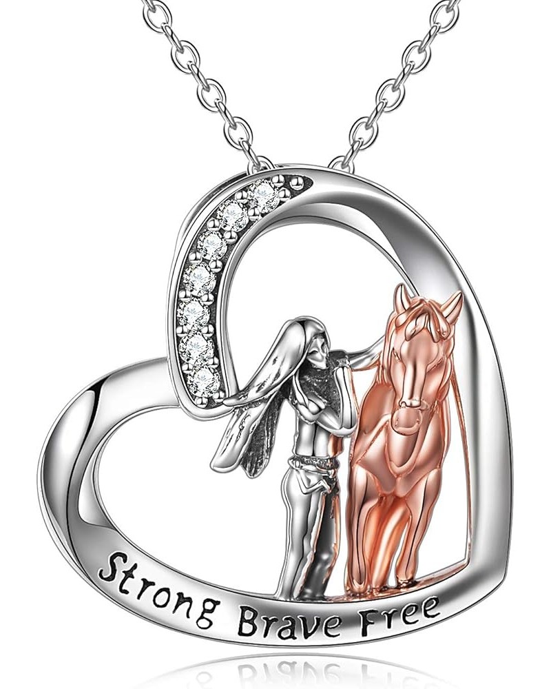 Horse Pendant Necklace Jewelry Sterling Silver Girls with Horse Gift for Women Girls 18 Rose Horse Necklace $20.90 Necklaces