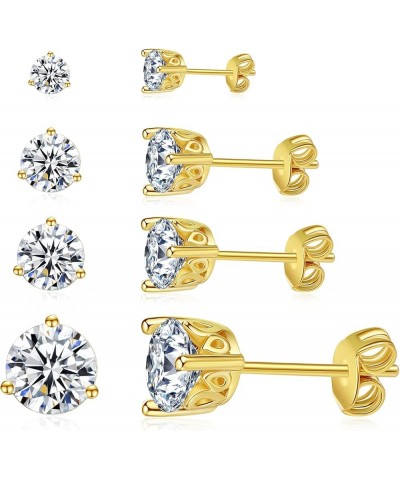 14K Gold Plated 925 Sterling Silver Post Cubic Zirconia Rose Flower Stud Earrings for Women | Hypoallergenic & Nickel Free Ea...