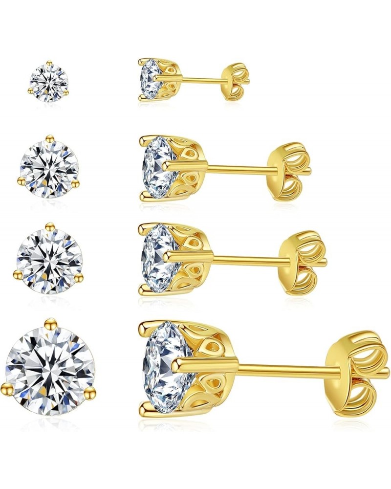 14K Gold Plated 925 Sterling Silver Post Cubic Zirconia Rose Flower Stud Earrings for Women | Hypoallergenic & Nickel Free Ea...