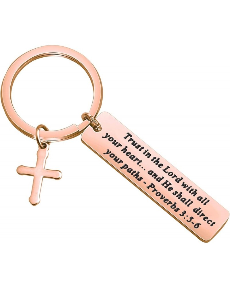 Christian Keychain Trust in The Lord Proverbs 3:5-6 Keychain Cross Charm Religious jewelry Christian Gift Christian Keychain ...