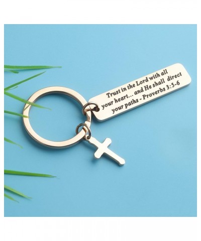 Christian Keychain Trust in The Lord Proverbs 3:5-6 Keychain Cross Charm Religious jewelry Christian Gift Christian Keychain ...