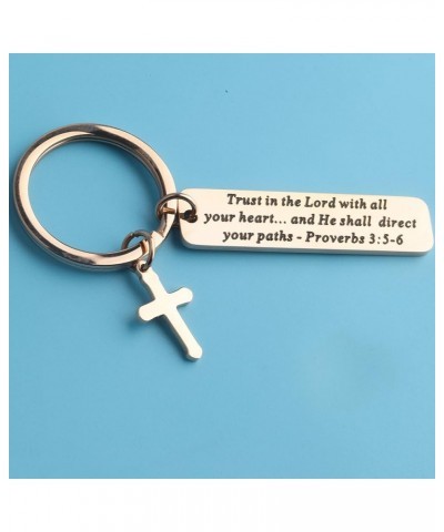 Christian Keychain Trust in The Lord Proverbs 3:5-6 Keychain Cross Charm Religious jewelry Christian Gift Christian Keychain ...