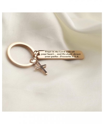 Christian Keychain Trust in The Lord Proverbs 3:5-6 Keychain Cross Charm Religious jewelry Christian Gift Christian Keychain ...