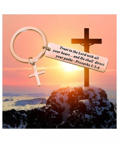 Christian Keychain Trust in The Lord Proverbs 3:5-6 Keychain Cross Charm Religious jewelry Christian Gift Christian Keychain ...