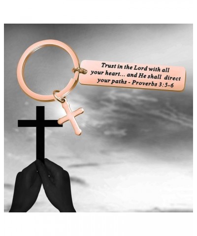 Christian Keychain Trust in The Lord Proverbs 3:5-6 Keychain Cross Charm Religious jewelry Christian Gift Christian Keychain ...