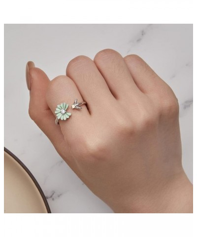 925 Sterling Silver Rings for Women Mermaid Tail/Daisy Bee/Flower/Butterfly Ring Dainty Stackable Rings Ajustable Cute Ring f...