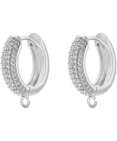 Pearl Heart Hoop Earrings 4 Lines Cubic Zirconia Women Earrings Drop Earrings silver color $14.44 Earrings