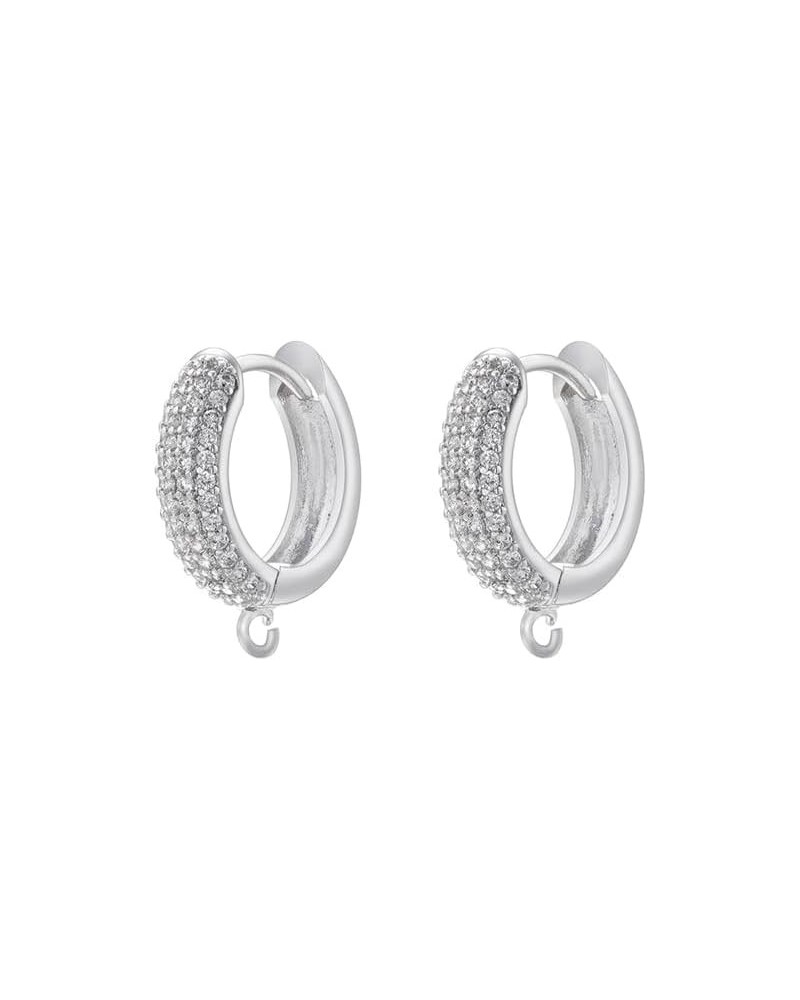 Pearl Heart Hoop Earrings 4 Lines Cubic Zirconia Women Earrings Drop Earrings silver color $14.44 Earrings