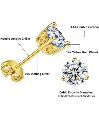 14K Gold Plated 925 Sterling Silver Post Cubic Zirconia Rose Flower Stud Earrings for Women | Hypoallergenic & Nickel Free Ea...