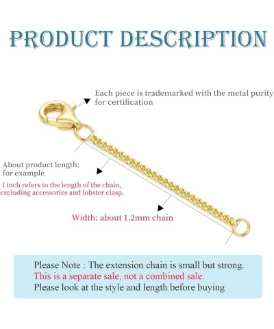 14k Gold 1"/1.5"/2"/2.5"/3"/4"/5"/6" Necklace Bracelet Extender Chain, Necklace Extender Gold 14k, Durable Removable Gold Cha...