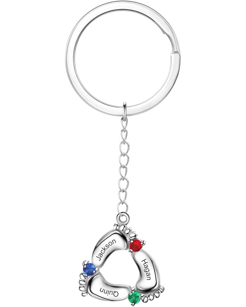 Personalized Keychain with Birthstones Baby Feet Keyring Newborn Mom Gift 3 Name $13.19 Necklaces