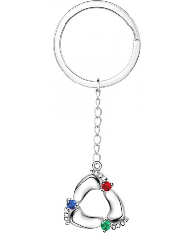 Personalized Keychain with Birthstones Baby Feet Keyring Newborn Mom Gift 3 Name $13.19 Necklaces