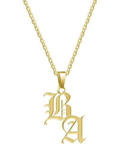 Personalized 925 Sterling Silver 2 Initials Old English Necklace For Women,Men Gold Plated Stainless Steel $17.57 Necklaces