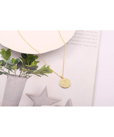 18K Gold Plate Compass Pendant Necklace for Women Dainty Sunflower Coin Necklaces for Girl Personalized Chain Layered Jewelry...