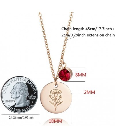 Birth Flower Necklace For Women, To My Boyfriends Mom 12 Month Coin Pendant Cubic Zirconia Dainty Gift Statement Birthday Gif...