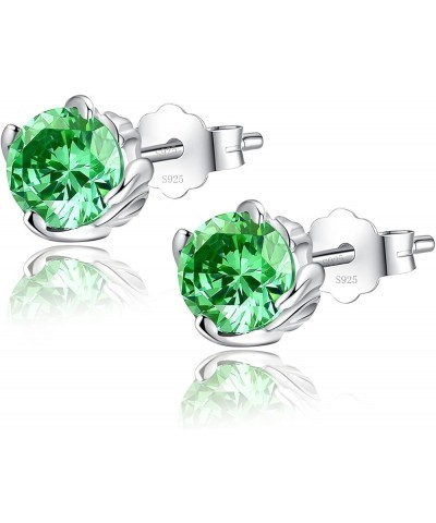 Sterling Silver Simulated Birthstone Gemstone Earrings Studs Cubic Zirconia Women, Gift for Women… 05-May-Simulated Emerald $...