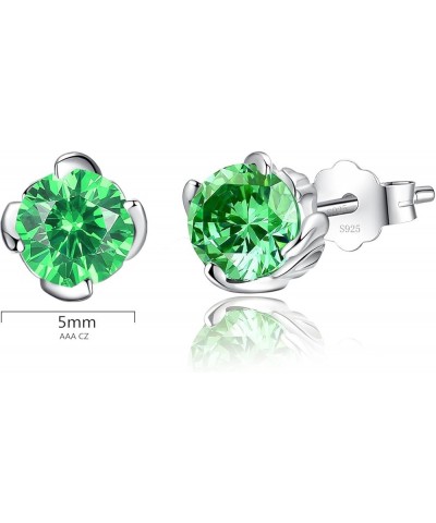 Sterling Silver Simulated Birthstone Gemstone Earrings Studs Cubic Zirconia Women, Gift for Women… 05-May-Simulated Emerald $...